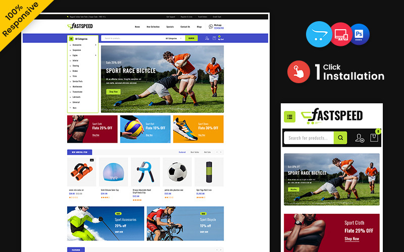 Fastspeed – Sports, Outdoors and Travel Multipurpose Responsive OpenCart Store OpenCart Template