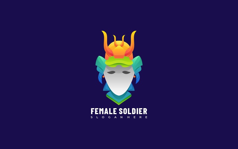 Female Soldier Gradient Colorful Logo Logo Template