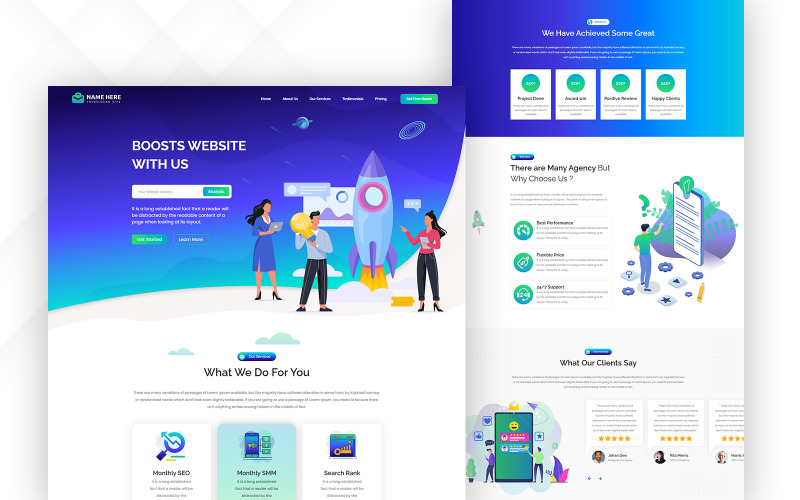 Geek Boost Services One Page HTML5 Template Landing Page Template