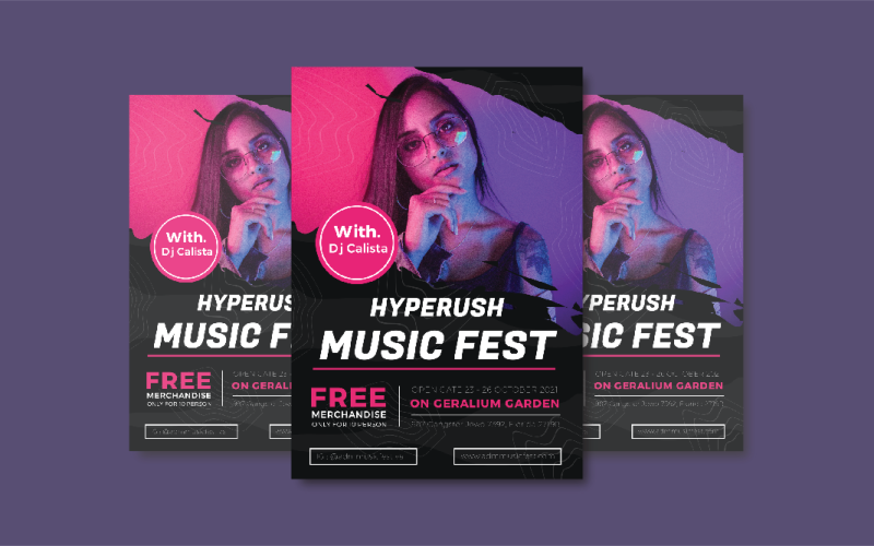 Hyperush Music Fest Flyer Corporate Identity