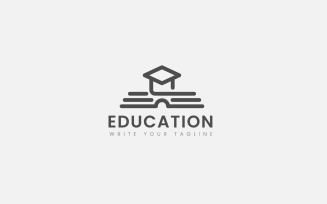 Minimal Education Logo Design Concept For Cap And Book