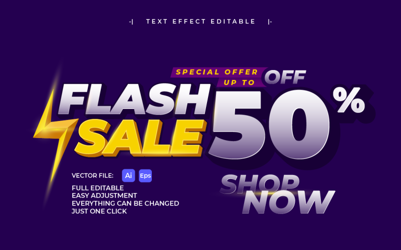 Text Effect Sale Banner Design Vector Graphic