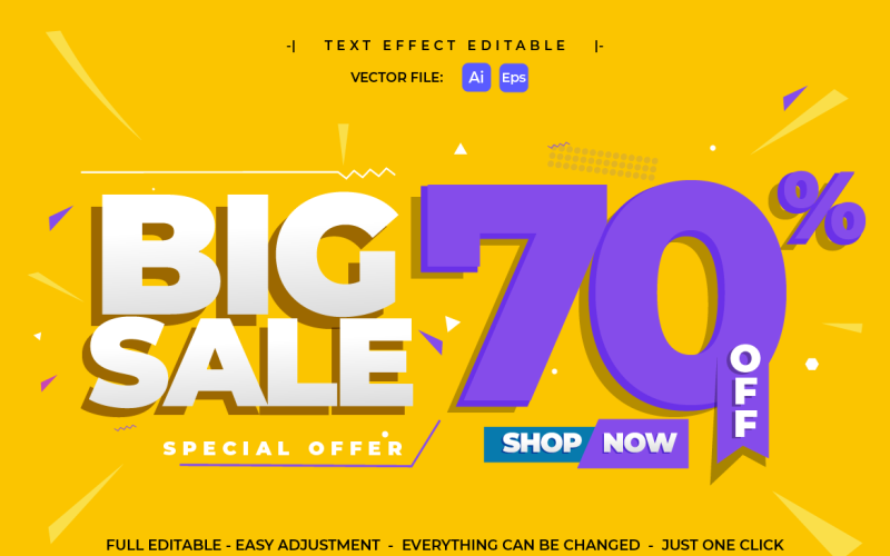 Text Effect Sale Banner Offer Vector Graphic