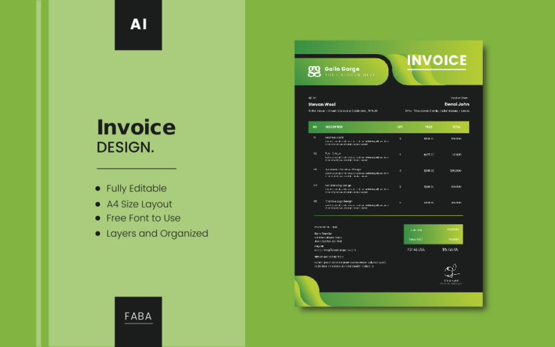 Yellow and Green Light Invoice Corporate Identity