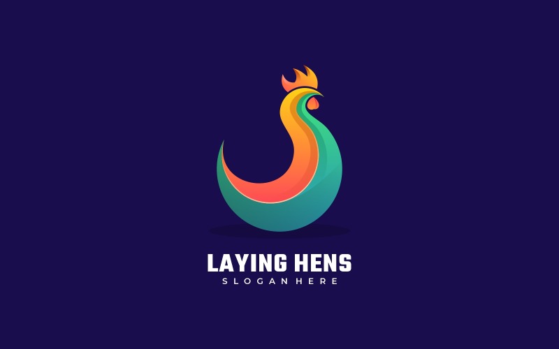 Laying Hens Gradient Logo Style Logo Template