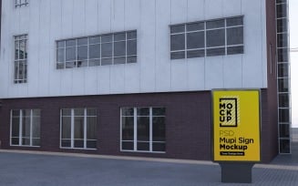 mupi advertising signage on city street at evening 3d rendering template