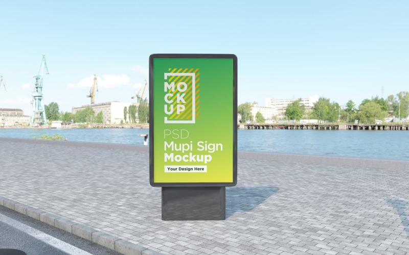 mupi roadside advertising billboard mockup 3d rendering Product Mockup