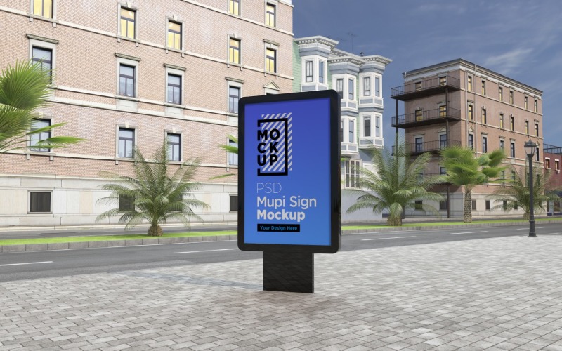 Mupi roadside sign mockup template design 3d rendering Product Mockup