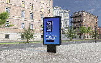 Mupi roadside sign mockup template design 3d rendering