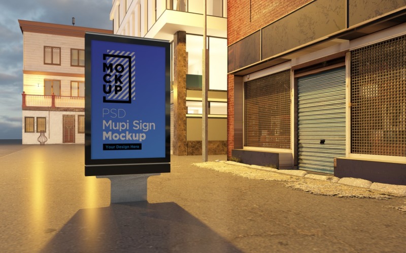Mupi roadside sign mockup template design Product Mockup