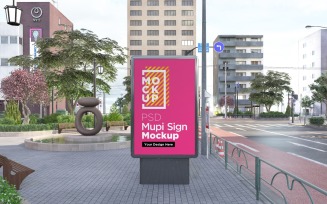 mupi sign Street advertising mockup 3d rendering design template