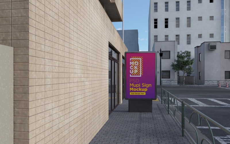 mupi sign Street advertising mockup 3d rendering template Product Mockup