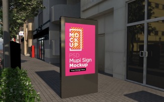 mupi sign street advertising mockup at city 3d rendering