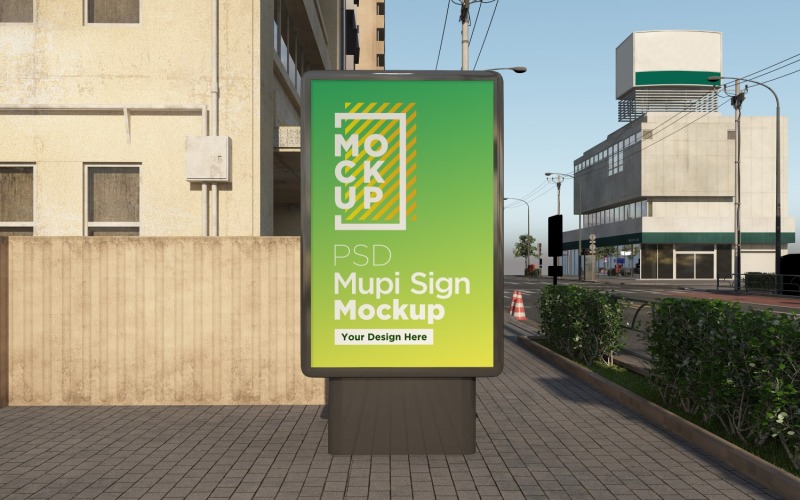 mupi signStreet advertising mockup 3d rendering template Product Mockup