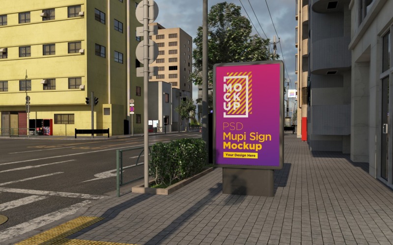 mupi Street advertising billboard mockup 3d rendering Product Mockup