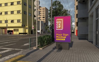 mupi Street advertising billboard mockup 3d rendering