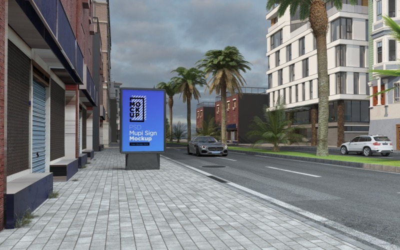 Square street advertising mockup 3d rendering Product Mockup