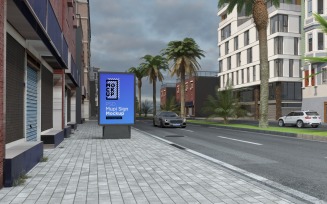 Square street advertising mockup 3d rendering