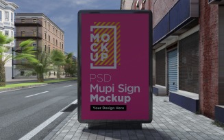 street advertising sign billboard mockup at city 3d rendering