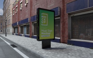 street advertising square billboard mockup at city 3d rendering