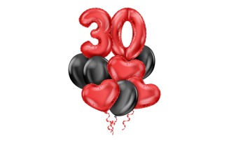 Anniversary Balloons Realistic Vector Illustration Concept