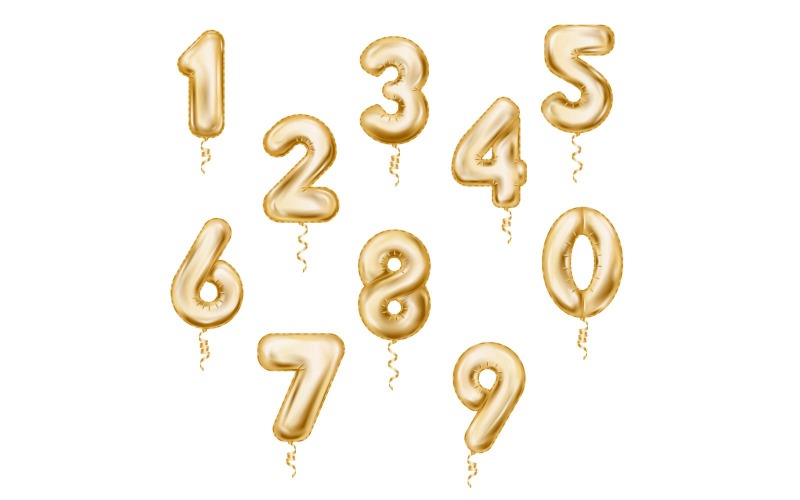 Balloon Numbers Realistic Set Vector Illustration Concept