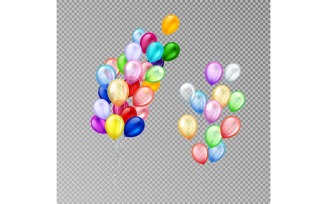Colorful Balloons Bunch Realistic Transprent Vector Illustration Concept