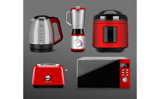 Household Kitchen Appliances Realistic Vector Illustration Concept
