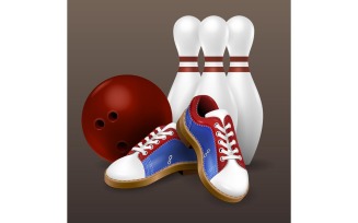Realistic Bowling 3 Vector Illustration Concept