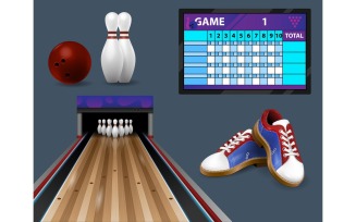 Realistic Bowling Set Vector Illustration Concept