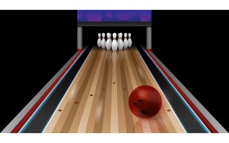Realistic Bowling Vector Illustration Concept