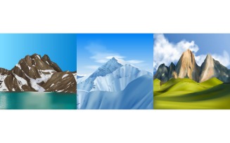 Realistic Mountains Design Concept Vector Illustration Concept