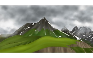 Realistic Mountains Landscape 2 Vector Illustration Concept