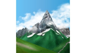 Realistic Mountains Landscape Vector Illustration Concept