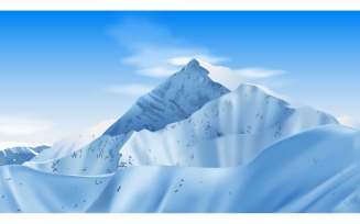Realistic Mountains Vector Illustration Concept