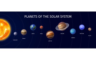 Realistic Solar System Vector Illustration Concept
