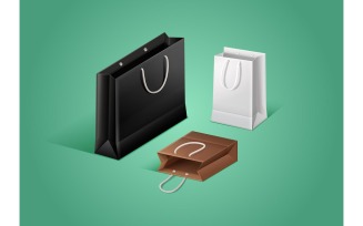 Shopping Bag Realistic 4 Vector Illustration Concept