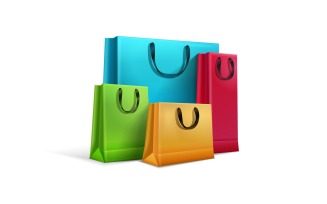 Shopping Bag Realistic 5 Vector Illustration Concept