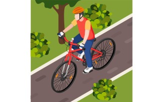 Bicycle Cycling Isometric Vector Illustration Concept