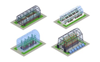 Isometric Greenhouse Modern Smart Vector Illustration Concept