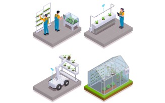 Modern Greenhouse Isometric 2 Vector Illustration Concept