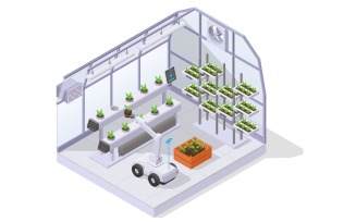 Modern Greenhouse Isometric Vector Illustration Concept