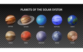 Realistic Space Planet Transparent Set Vector Illustration Concept