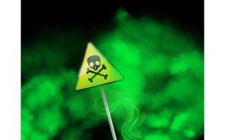 Realistic Warning Sign Toxic Green Smoke Vector Illustration Concept