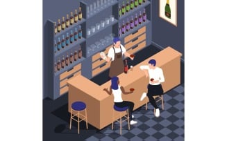 Sitting People Isometric Vector Illustration Concept