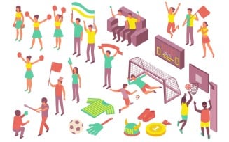 Sport Fans Isometric Vector Illustration Concept