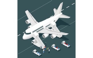 Airplane Onboarding Isometric Composition Vector Illustration Concept