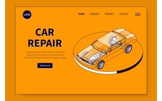 Car Parts Isometric Website Vector Illustration Concept