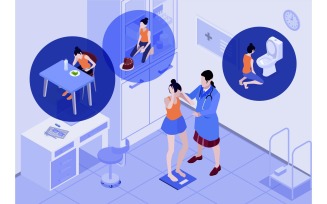Isometric Eating Disorder Vector Illustration Concept