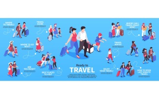 Isometric Travel People Infographics Vector Illustration Concept